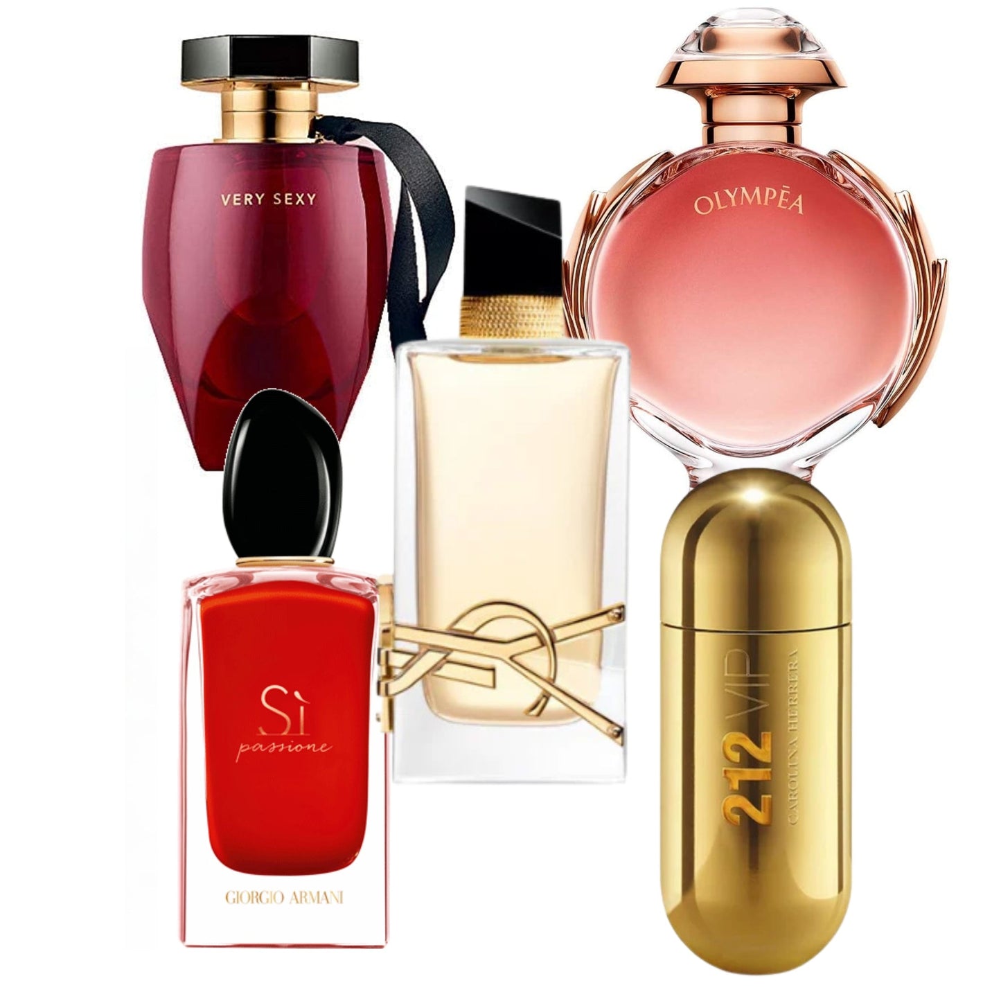 Very Sexy+Olympia+Si Passion red+Libre edp+212 Gold