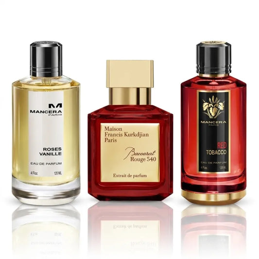 Mancera Roses Vanille + Baccarat Rouge 540 + Mancera Red Tobacco